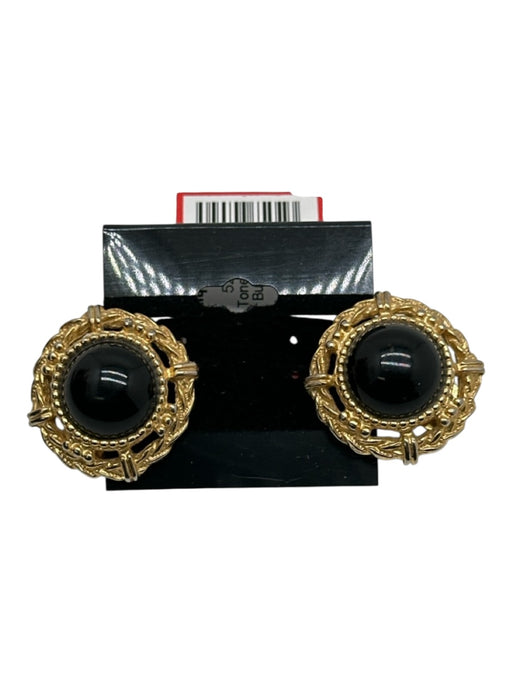 Paolo Gucci Gold & Black Gold Tone Metal Gold Plated Round Clip On Earrings Gold & Black