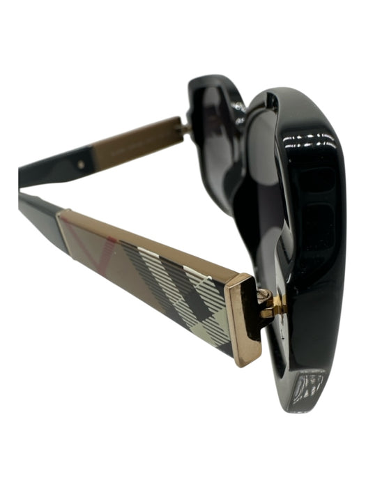 Burberry Black Acetate Dark Tint Nova Check Oversize Sunglasses Black