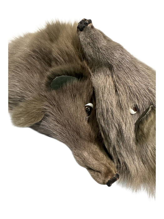 Christian Dior Gray brown Fox Fur Fox Head Stole scarf Gray brown / One Size