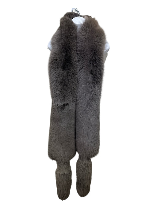 Christian Dior Gray brown Fox Fur Fox Head Stole scarf Gray brown / One Size