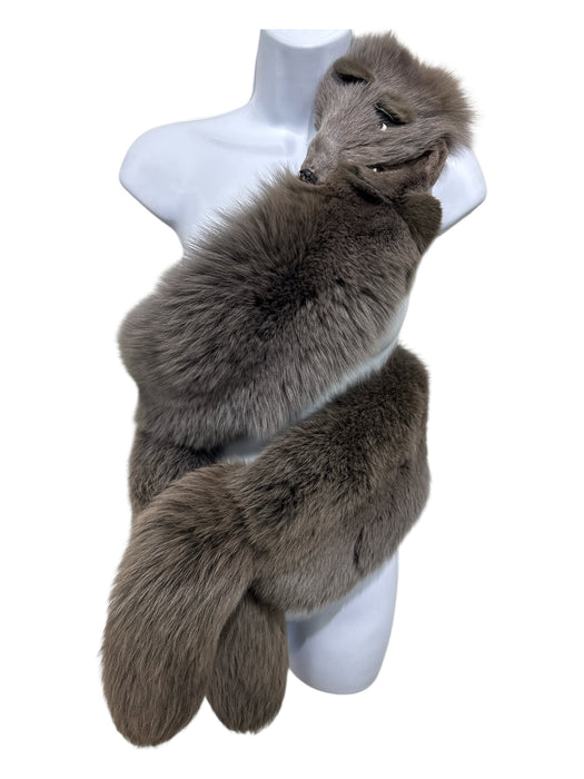 Christian Dior Gray brown Fox Fur Fox Head Stole scarf Gray brown / One Size