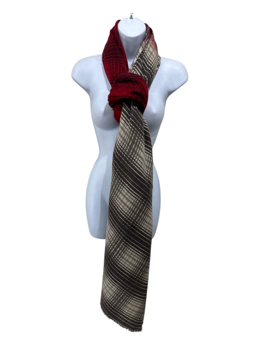 Hellen Van Berkel Red & Multi Wool Fringe Plaid scarf Red & Multi / One Size