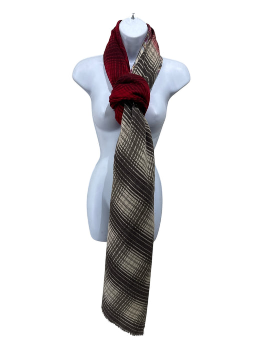 Hellen Van Berkel Red & Multi Wool Fringe Plaid scarf Red & Multi / One Size