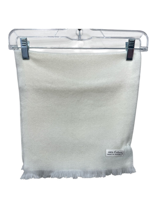 Cream White Cashmere Rectangle Fringe scarf Cream White / One Size