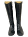 Frye Shoe Size 7 Black Leather Round Toe Below Knee Block Heel Pull Tabs Boots Black / 7