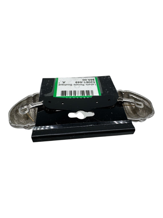 Givenchy Silver Tone Metal Oval Shells Omega Clasp Clip On Earrings Silver Tone