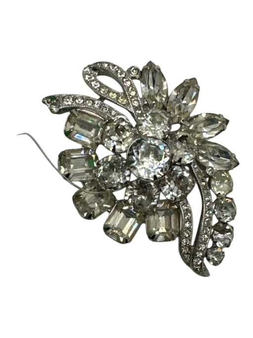 Eisenberg Ice Silver & Clear Crystal Cluster Brooch Silver & Clear
