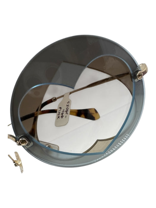 Miu Miu Slate Blue Acetate Tortoiseshell Heart Circular Gold tone Bar Sunglasses Slate Blue