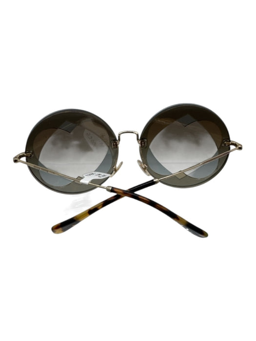 Miu Miu Slate Blue Acetate Tortoiseshell Heart Circular Gold tone Bar Sunglasses Slate Blue