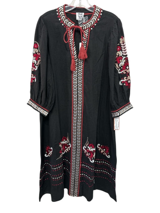 Stajl Size One Size Black, Red, White Cotton Long puff sleeve Tunic Style Dress Black, Red, White / One Size