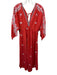 Kings Road Size M Red, Black, White Cotton Blend Long puff sleeve Midi Dress Red, Black, White / M