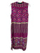 Saloni Size 4 Purple, Yellow, Green Silk Sleeveless Floral Button Front Dress Purple, Yellow, Green / 4