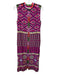 Saloni Size 4 Purple, Yellow, Green Silk Sleeveless Floral Button Front Dress Purple, Yellow, Green / 4
