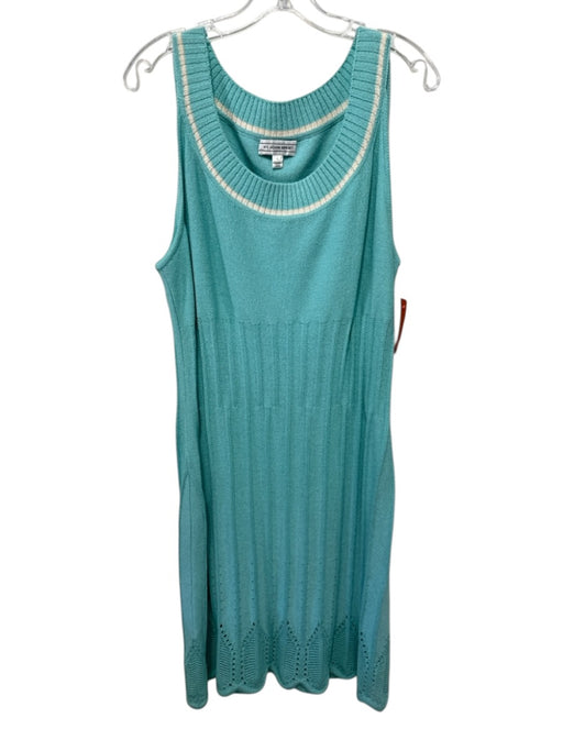 St John Sport Size Large Light Blue Wool Blend Sleeveless Open Knit Ribbed Dress Light Blue / Large