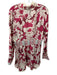 Johnny Was Size Small Red & White Silk Long Sleeve Floral Smocked Waist Dress Red & White / Small