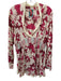 Johnny Was Size Small Red & White Silk Long Sleeve Floral Smocked Waist Dress Red & White / Small