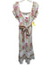 ISLAPAYAL Size Large White, Pink, Green Cotton Short Puff Sleeve Floral Dress White, Pink, Green / Large