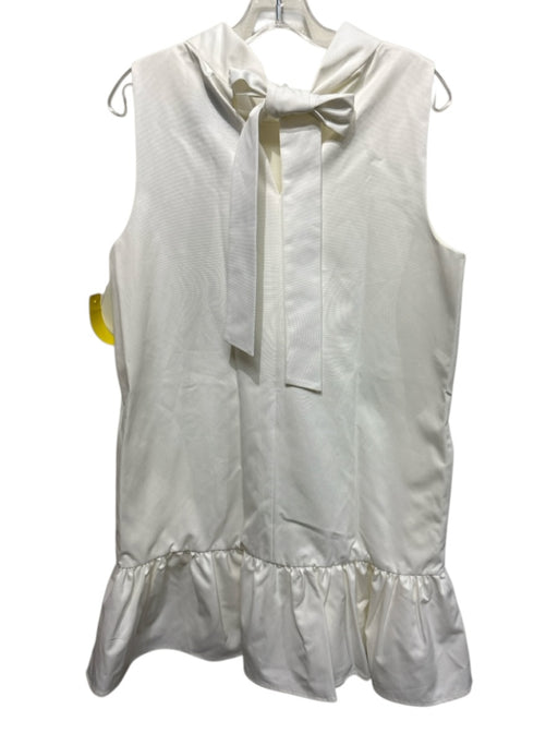 La Roque Size Large Cream White Polyester Sleeveless Bow Detail Gathered Dress Cream White / Large