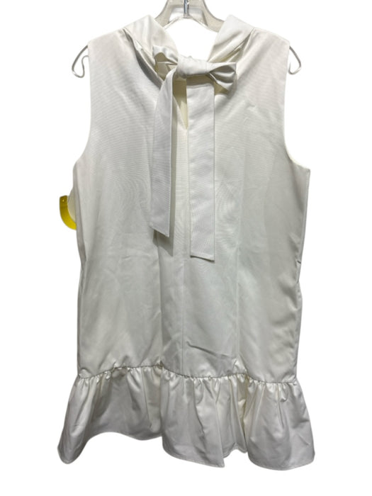 La Roque Size Large Cream White Polyester Sleeveless Bow Detail Gathered Dress Cream White / Large