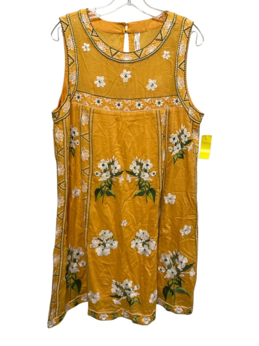 By Anthropologie Size 16 Yellow, White, Green Cotton Sleeveless Dress Yellow, White, Green / 16