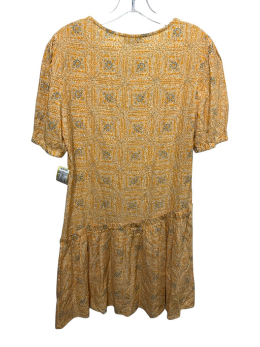Taylor Tillman Size Small Orange & Black Short Sleeve Floral Tiered Dress Orange & Black / Small