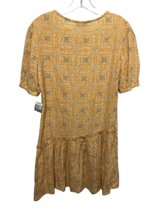 Taylor Tillman Size Small Orange & Black Short Sleeve Floral Tiered Dress Orange & Black / Small