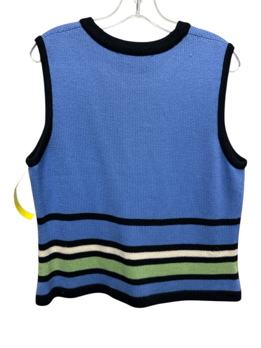 St John Sport Size Large Blue, Green, Black Wool Blend Sleeveless Striped Top Blue, Green, Black / Large