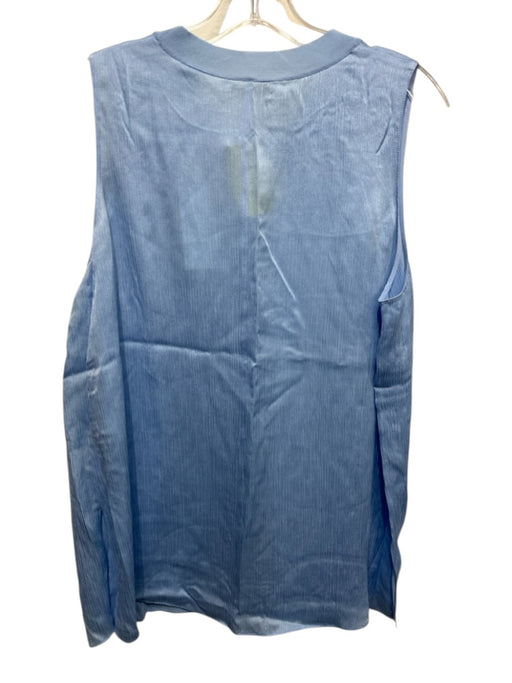 Vince Size XL Light Blue Silk Sleeveless Ribbed Box Cut Side Slit Top Light Blue / XL