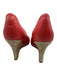 LK Bennett Shoe Size 38 Coral Pink Leather Raffia Peep Toe Espadrille Wedges Coral Pink / 38
