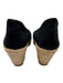 Tory Burch Shoe Size 10 Black Canvas & Leather Raffia Peep Toe Espadrille Wedges Black / 10