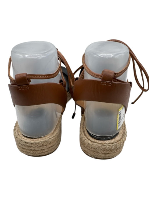 Coach Shoe Size 8.5 Black & Brown Leather Upper Closed toe Ankle Wrap Espadrille Black & Brown / 8.5