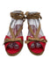 Christian Louboutin Shoe Size 36 Red & Brown Canvas & Raffia Peep Toe Espadrille Red & Brown / 36