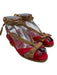 Christian Louboutin Shoe Size 36 Red & Brown Canvas & Raffia Peep Toe Espadrille Red & Brown / 36