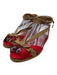 Christian Louboutin Shoe Size 36 Red & Brown Canvas & Raffia Peep Toe Espadrille Red & Brown / 36