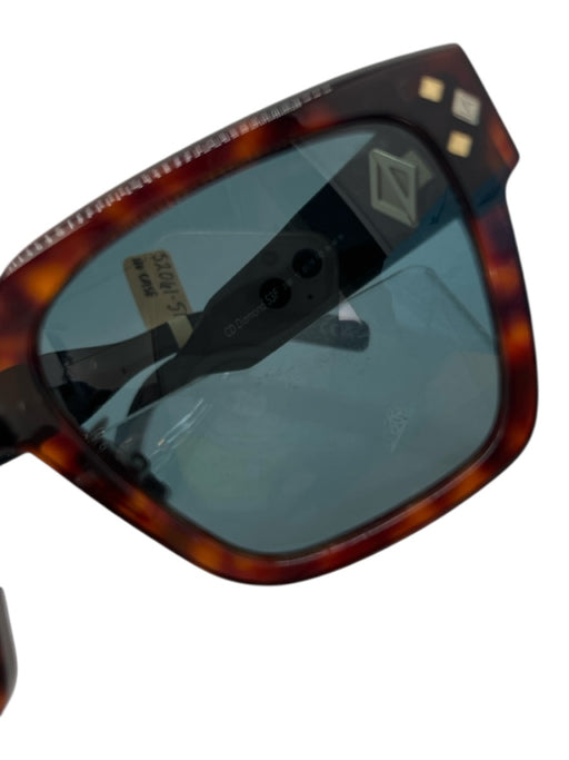 Christian Dior Black & Brown Acetate Silver Hardware Tortoise Square Sunglasses Black & Brown