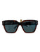 Christian Dior Black & Brown Acetate Silver Hardware Tortoise Square Sunglasses Black & Brown