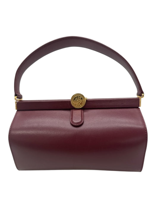 Altuzarra Burgundy Red Leather Gold hardware Logo Clam Shell Top Handle Bag Burgundy Red / Mini