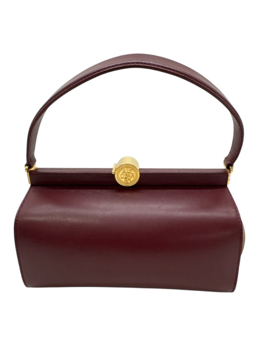 Altuzarra Burgundy Red Leather Gold hardware Logo Clam Shell Top Handle Bag Burgundy Red / Mini