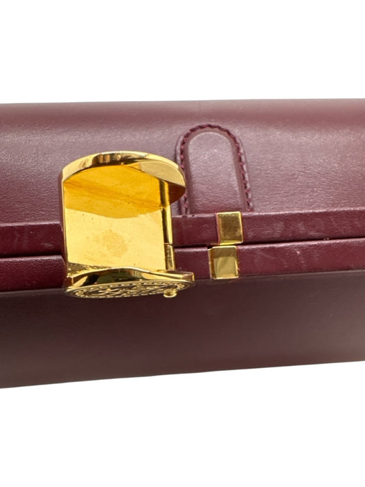 Altuzarra Burgundy Red Leather Gold hardware Logo Clam Shell Top Handle Bag Burgundy Red / Mini