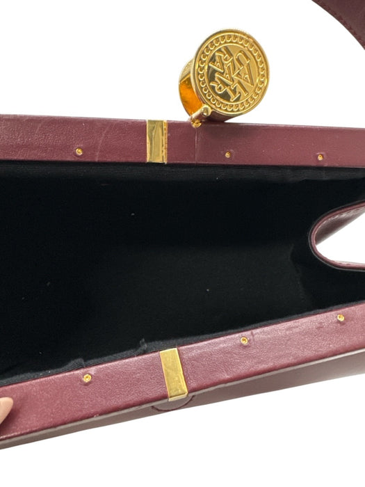 Altuzarra Burgundy Red Leather Gold hardware Logo Clam Shell Top Handle Bag Burgundy Red / Mini