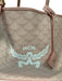 MCM Pink & White Coated Canvas Shoulder Strap Logo Gold Hardware Tote Bag Pink & White / Medium
