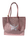 MCM Pink & White Coated Canvas Shoulder Strap Logo Gold Hardware Tote Bag Pink & White / Medium