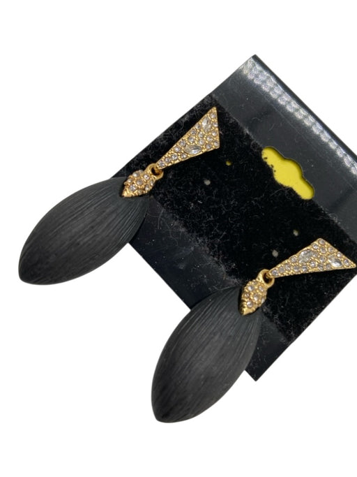 Alexis Bittar Gold & Black Crystal Post Back Dangle oval Triangle Earrings Gold & Black