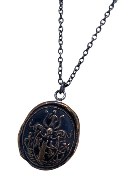 Pyrrha Gunmetal & Gold 925 Sterling Silver Chain Pendant Talisman Necklace Gunmetal & Gold