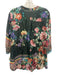 Johnny Was Size M Brown, Turquoise & Multi Silk 3/4 Sleeve Floral & Abstract Top Brown, Turquoise & Multi / M