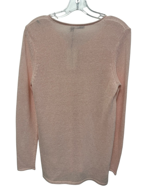 J. McLaughlin Size M Light Pink Cotton Blend V Neck Open Knit Sweater Light Pink / M