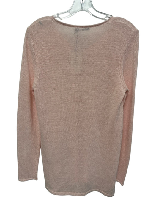 J. McLaughlin Size M Light Pink Cotton Blend V Neck Open Knit Sweater Light Pink / M