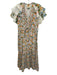 Farm Rio Size S White, Green & Multi Cotton Tiered Ruffle Cap Sleeve Maxi Dress White, Green & Multi / S