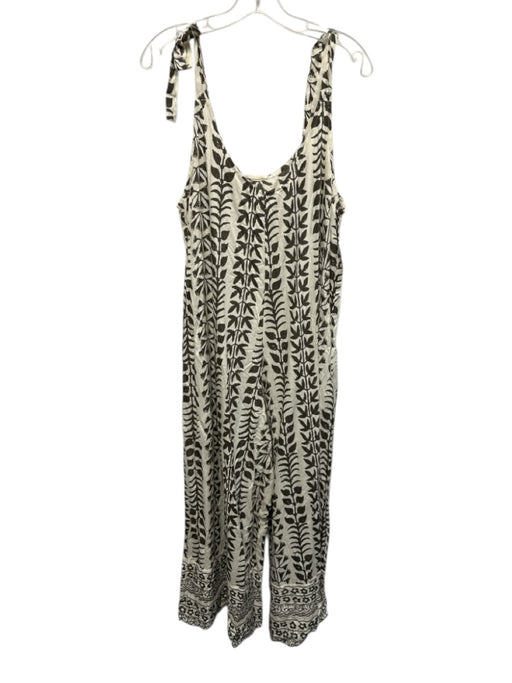 Talisman Size L Brown Cream & Black Cotton Sleeveless Abstract Leaves Jumpsuit Brown Cream & Black / L