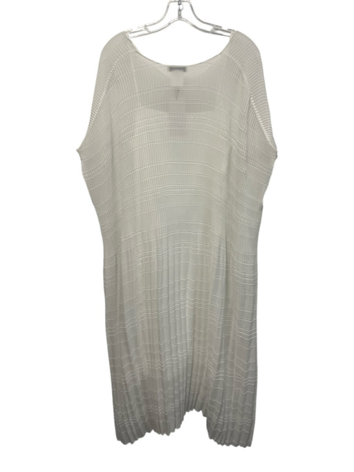 Lafayette 148 Size XXS White Sleeveless Pleated Chiffon Overlay Slip Inc Dress White / XXS